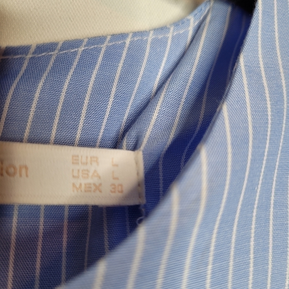Zara Blue and White Striped Peplum Top - Picture 9 of 13